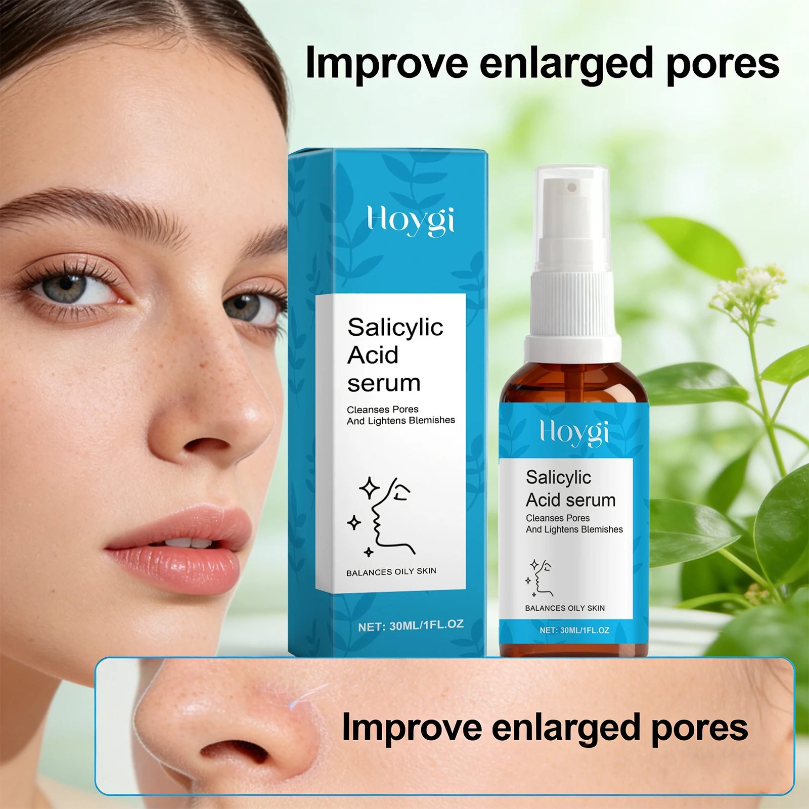 Salicylsäure-Serum zur Porenreinigung, Ölregulierung, Anti-Akne, Pickel- und Mitesser-Entfernung, Peeling und Feuchtigkeitspflege für das Gesicht Image