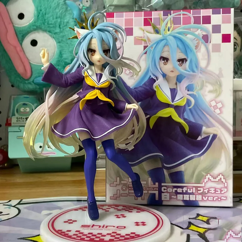 18 cm No Game No Life Anime-Figur – Shiro mit Katzenohr, Schuluniform, PVC-Actionfigur, Sammlerspielzeug, Geschenk Image