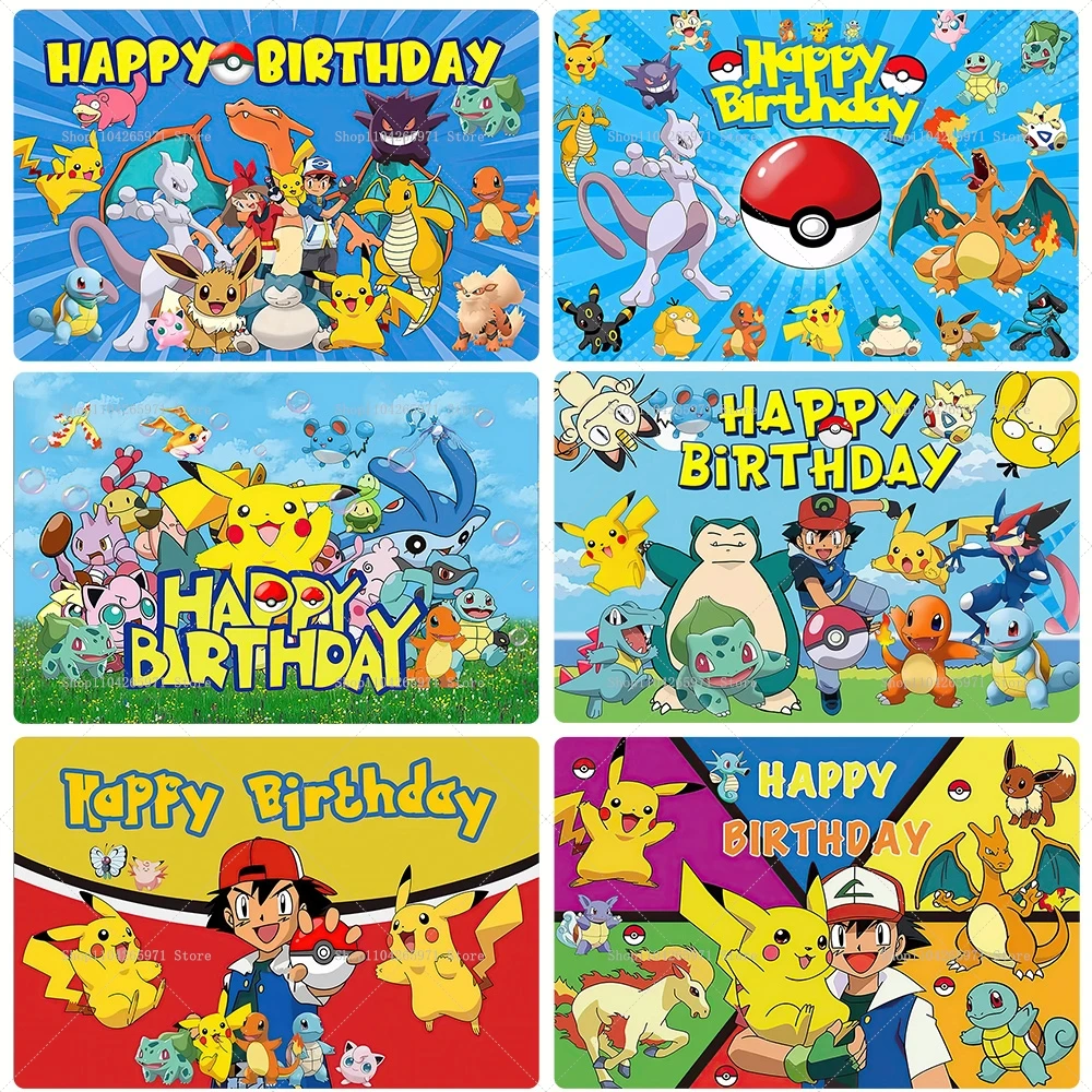 Pokemon Pikachu Hintergrundbanner Cartoon Pocket Monster Thema Kindergeburtstag Party Dekoration Fotografie Fotohintergrund Zubehör Image