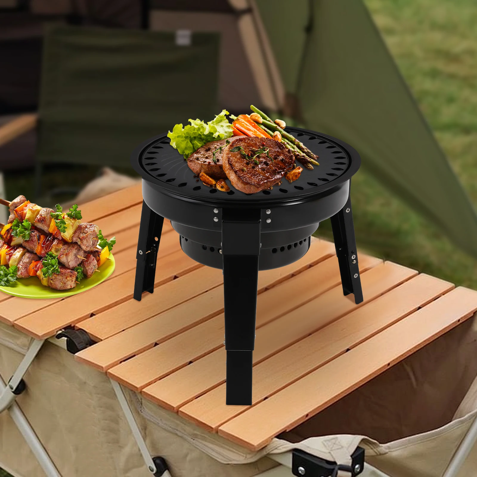 Tragbare Holzkohlegrills BBQ-Grill Fassförmiger Tragbarer Barbecue-Grill Image