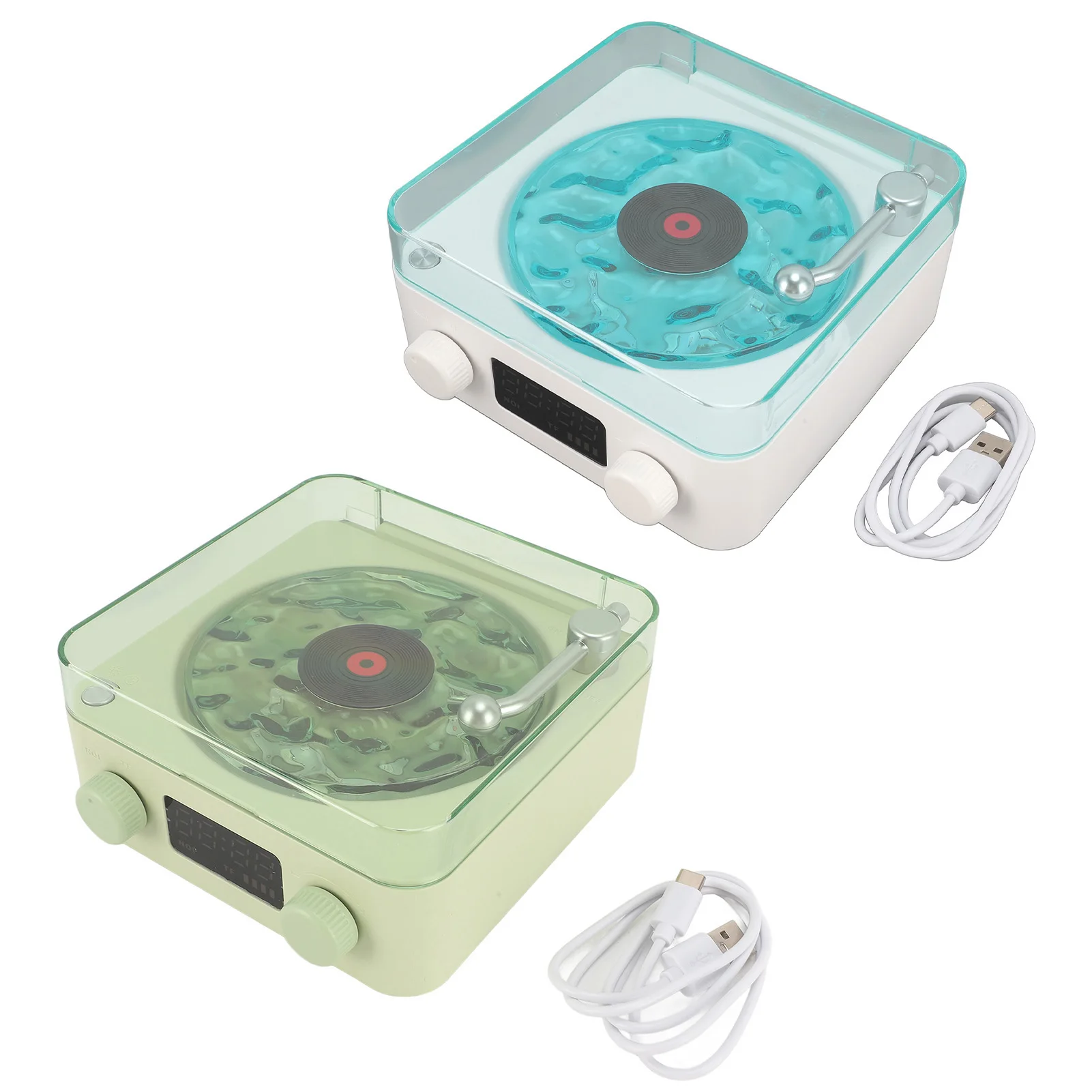 Waves Player Stereo-Sound Zeitanzeige Tragbarer Vintage Waves Lautsprecher Multifunktional 4 Musikwiedergabemodi Nachtlicht zum Einschlafen Image