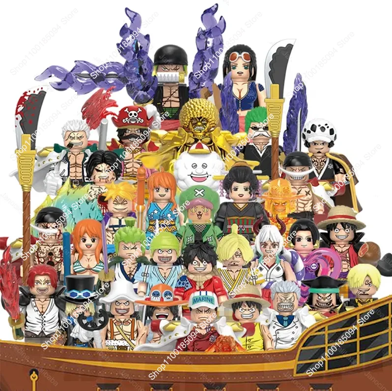 Hot Toys Neue One Piece Bausteine Franky Buggy Jinbe Boa Hancock Monkey D Luffy Kuzan Sir Crocodile Mini Anime Figuren Spielzeug