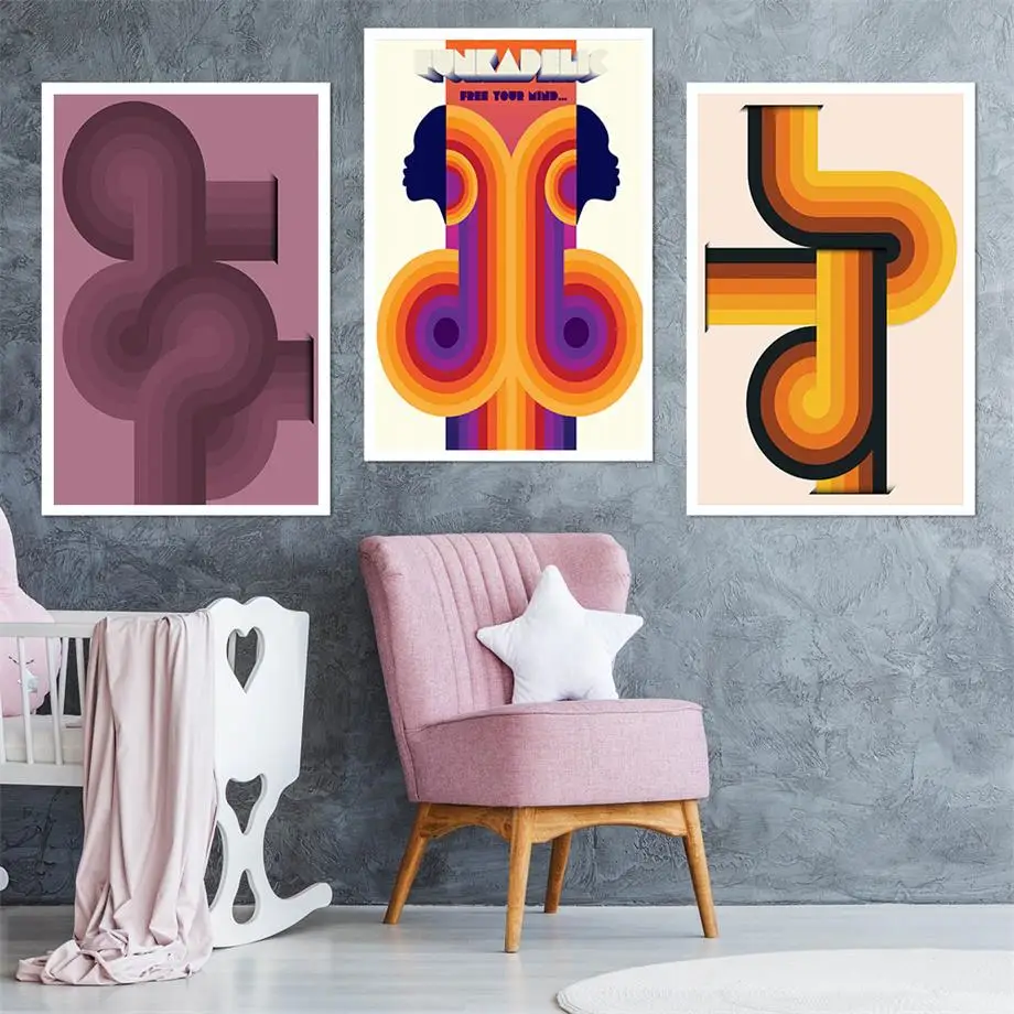 Vintage Poster Retro Poster Regenbogen Sonnenuntergang Blume Große Größe Abstrakte Kunstdrucke Leinwand Malerei Wand Bilder Wohnkultur