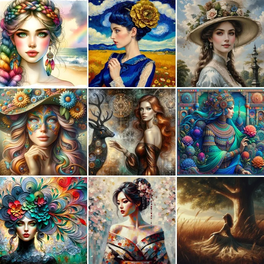 Porträt eines schönen Mädchens, Malen nach Zahlen, Acrylfarben-Bastelset für Erwachsene, Heimdekoration, Geschenk für Mutter