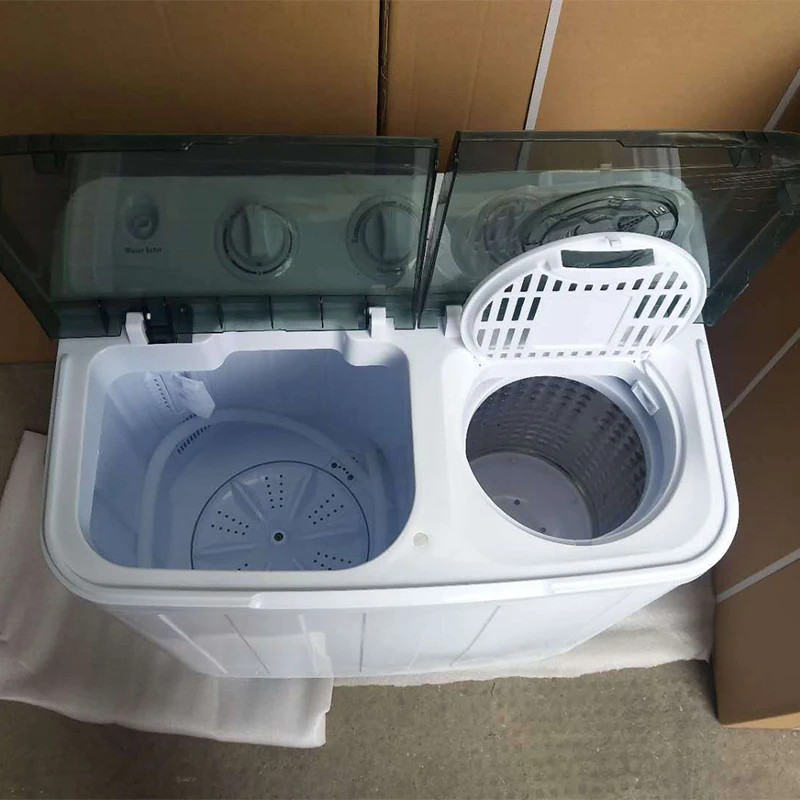 Tragbare halbautomatische 2-in-1-Wasch- und Trockner-Kombination – kompakte Waschmaschine mit Entwässerungspumpe