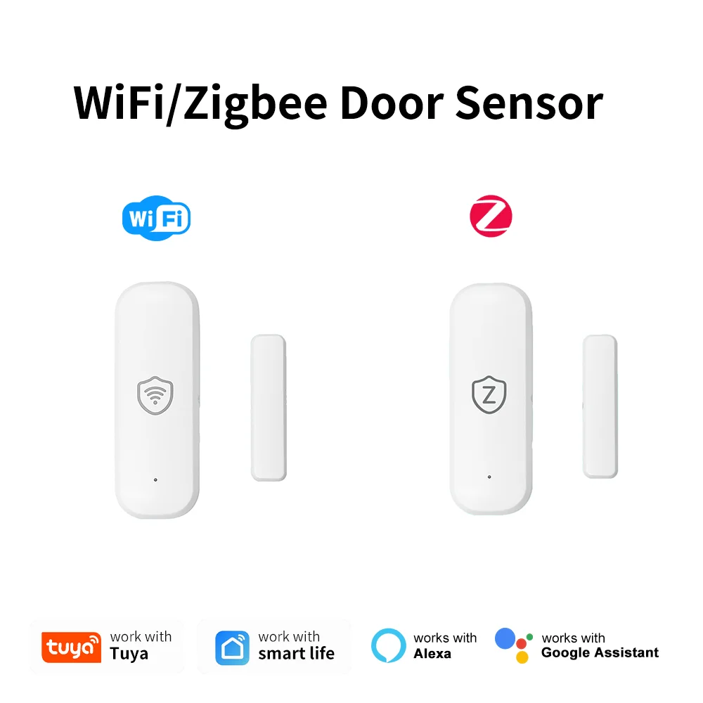 Tuya WiFi oder Zigbee Tür-/Fenstersensor Smart Home Offen/Geschlossen Alarm Sicherheitssystem Smart Life Fernüberwachung Image