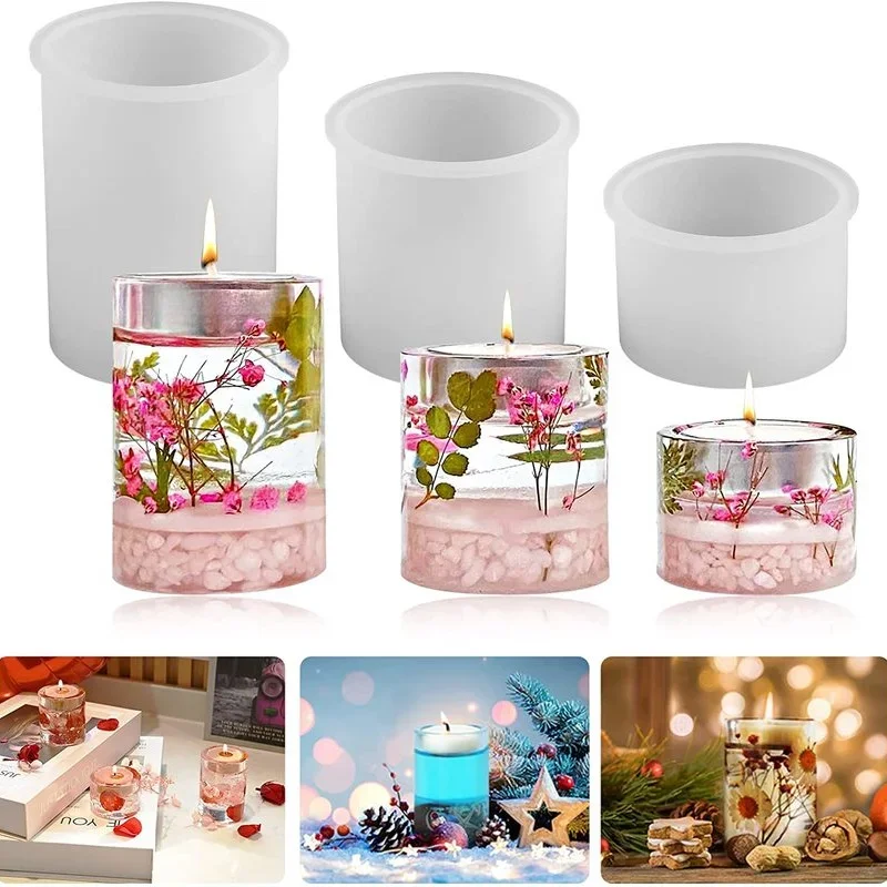 Zylindrische Kerzenhalter Silikonform Diy Teelicht Kerzenhalter Ton Epoxidharz Gussformen Hochzeit Party Dekoration Image