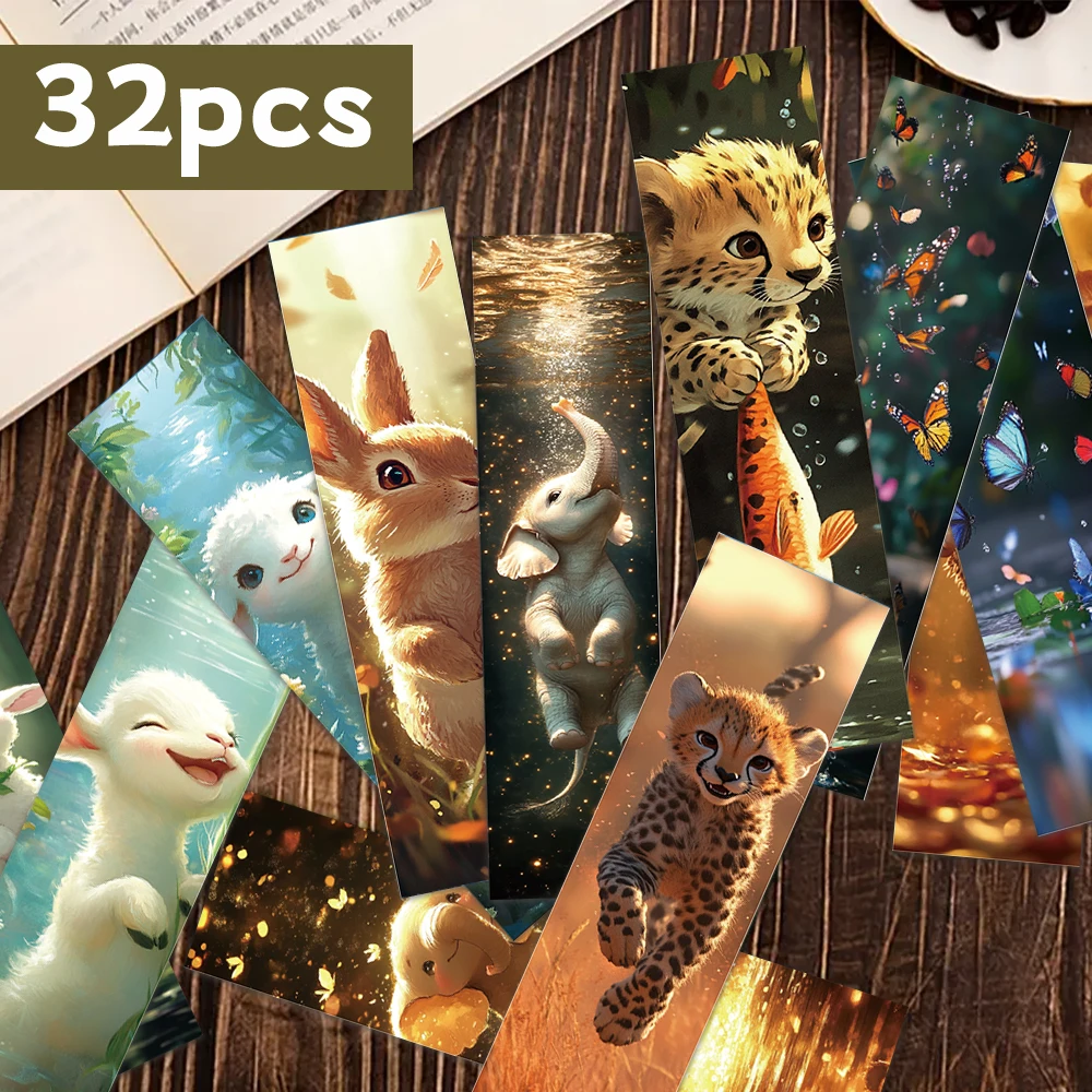 32 Stück, Cartoon-Tiere-Sammlung, Lesezeichen, Panda, Tiger, Löwe, für Lehrer, Leser und Liebhaber, Geschenk, Party, Geburtstag Image