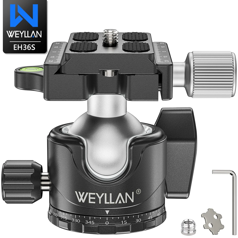 WEYLLAN EH36S Stativ Kugelkopf Panorama Universal Kugelkopf U-Nut Low Profile Stativhalterung für DSLR Kamera Camcorder Einbeinstativ Image