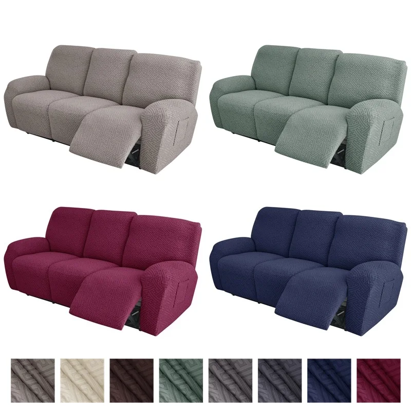 3-Sitzer Relaxsofa-Bezug, Jacquard-Stretch-Bezug für Liegesessel, Relaxsessel-Schonbezug für Wohnzimmer, Funda de sillón Image