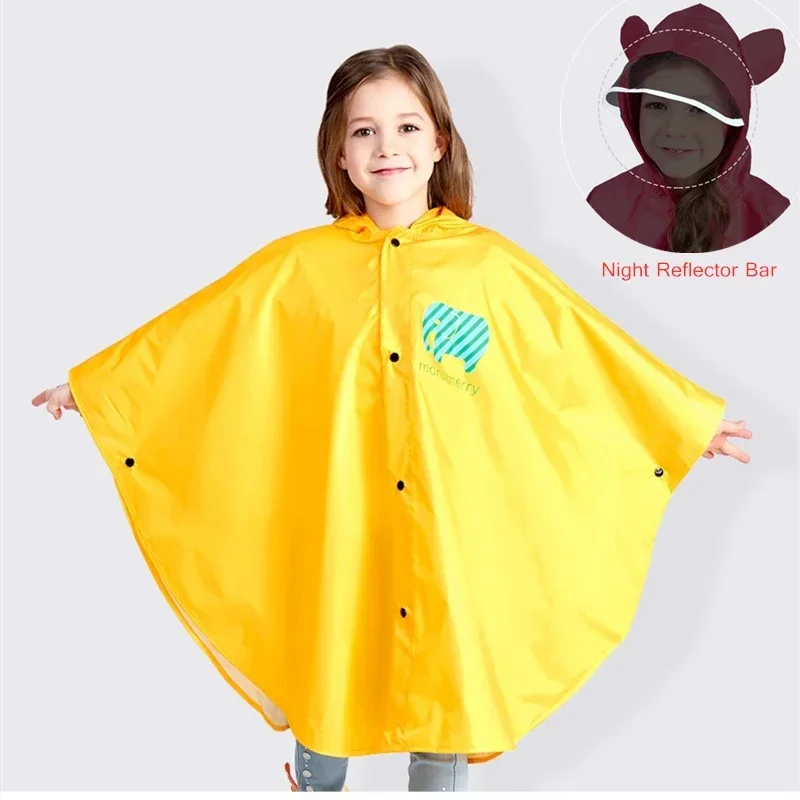 Kinder-Kapuzenjacke, Regenanzug, Regenponcho, Regenmantel-Abdeckung, lange Regenbekleidung, Kinder-Regenmantel, gelber, transparenter Regenmantel, nicht wegwerfbar Image