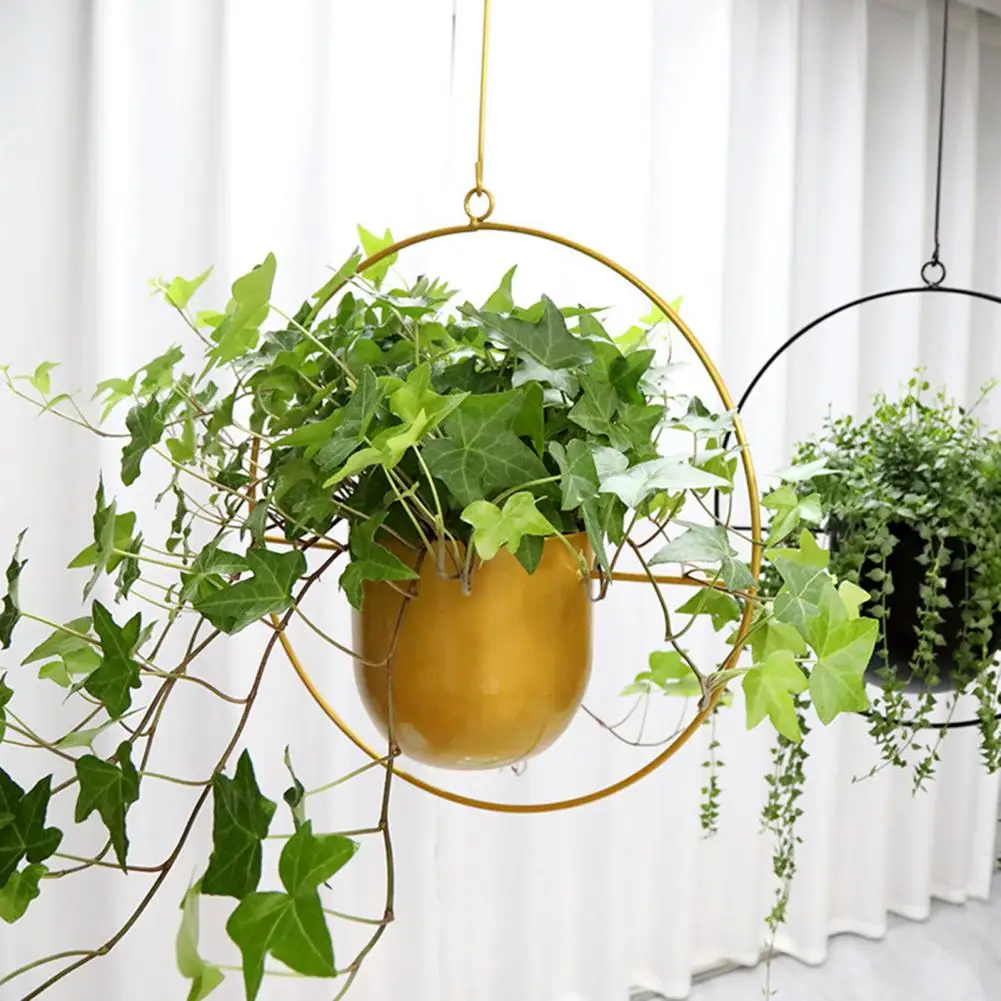 Hängender Blumentopf Mehrstufiger Pflanzenhalter Moderner Hängepflanzenhalter Geometrischer Eisenblumentopf mit Kette Wand- und Deckenpflanzenhalter Image