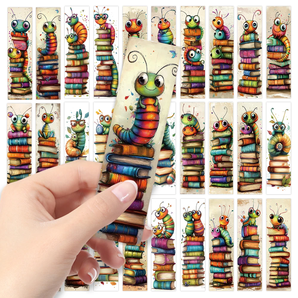 32 Stück, abstraktes Bücherwurm-Lesezeichen, Schulanfangsaison, Weihnachten, Halloween, geeignet für Lehrer, Leser und Geburtstage. Image