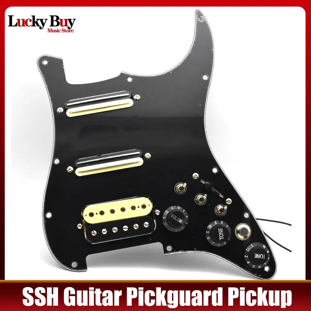 1 Stücke SSH E-gitarre Pickup mit Singlecut Verkabelung Geladen Vorverdrahtet Schlagbrett Pickup Scratchplate Montage Schwarz für ST Gitarre Image