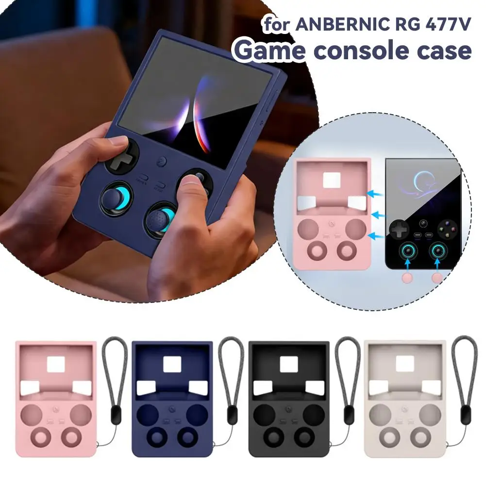 Silikon-Schutzhülle für ANBERNIC RG477V, stoßfeste, weiche Hülle mit Trageband, kratzfestes Spielekonsolen-Zubehör für 4,7 Zoll Image