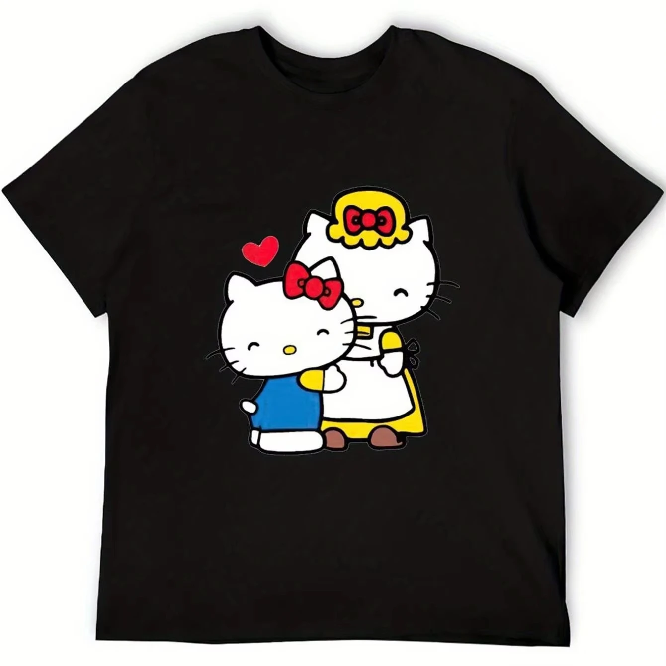 Sanrio Bestseller Hello Kitty T-Shirt aus 100 % Baumwolle mit niedlichem Cartoon-Motiv für Kinder, Sommer, Alltag, Outdoor-Sport, lässig, locker, kurzärmelig Image