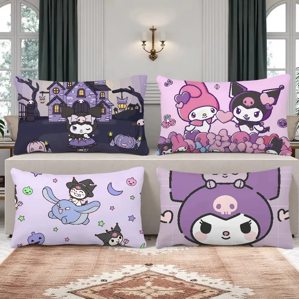 Entzückende, mit My Melody-Muster bedruckte, dekorative rechteckige Kissenbezüge für Kinderzimmer, Kissenbezüge für die Heimdekoration Image