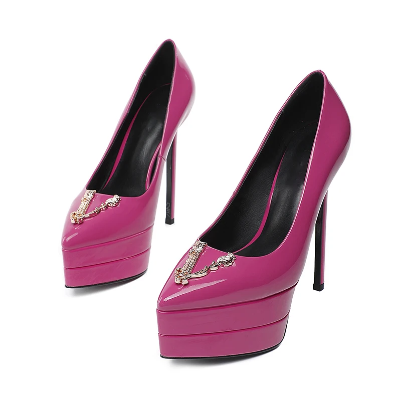 2023 15 cm Stiletto High Heel Spitz Lack Leder Mode Sexy High Heels Hochzeit Party Luxus Marke High Heels frauen schuhe