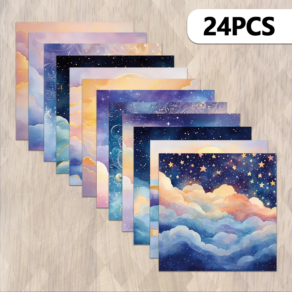 24 Stück, verträumtes Sternennacht-Scrapbook-Papier, A5-Format, DIY-Tagebuch, Materialpapier, Patchwork, Album, Handbuch, Dekoration Image