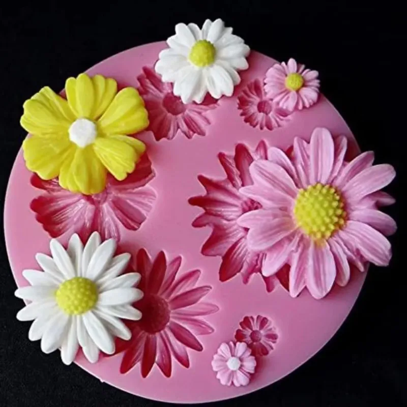 3D Gänseblümchen Blume Silikon Formen Fondant Handwerk Kuchen Schokolade Eis Gebäck Backform Fondant Werkzeuge Kreative Handgemachte Formen Image