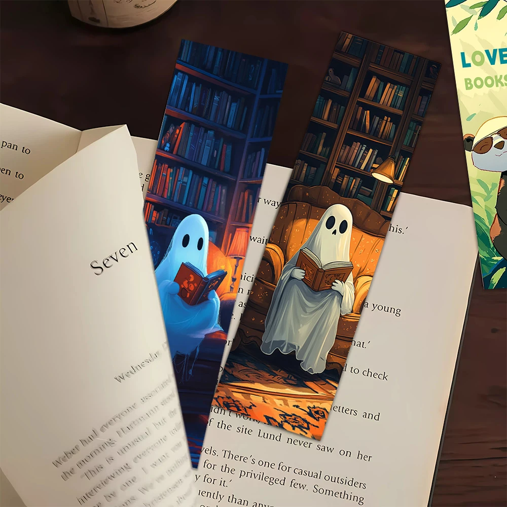 32 Stück, schrullige „Ghost Reading“-Lesezeichen, Halloween, geeignet für Lehrer, Leser und Buchliebhaber, Geburtstagsgeschenke Image