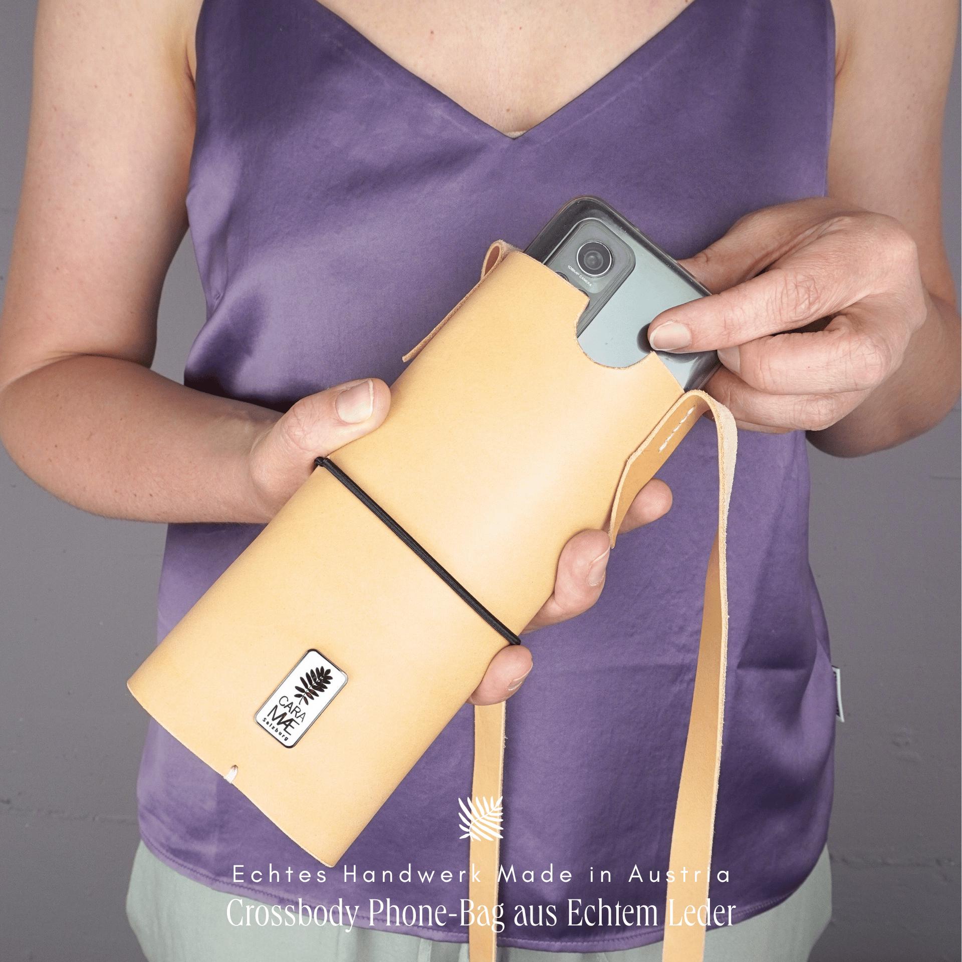 Custodia per cellulare in vera pelle * Custodia universale per cellulare da appendere * Portafoglio per cellulare da donna * Custodia per iPhone di al