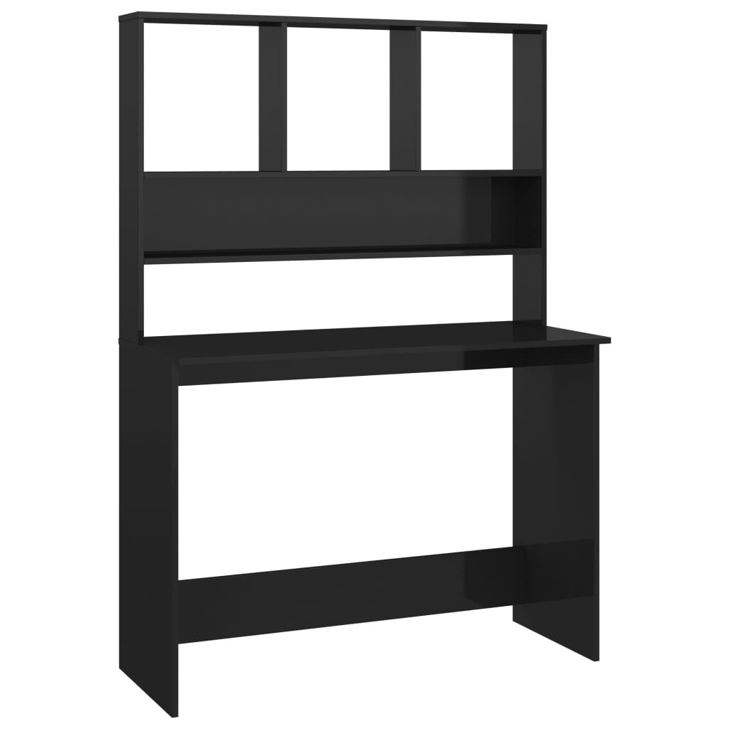vidaXL Schreibtisch mit Regalen Hochglanz-Schwarz 110x45x157 cm Image