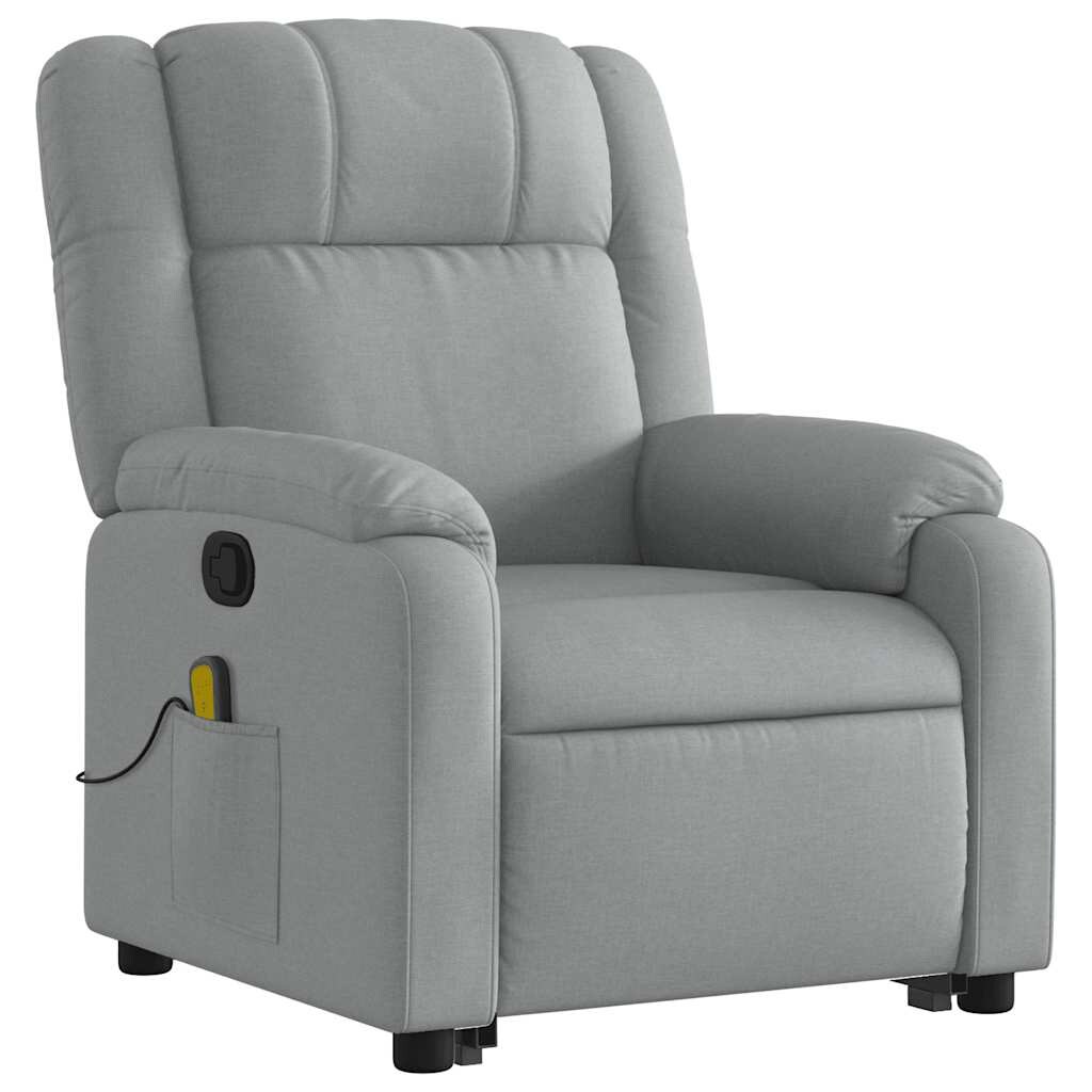 vidaXL Massagesessel mit Aufstehhilfe Hellgrau Stoff Image