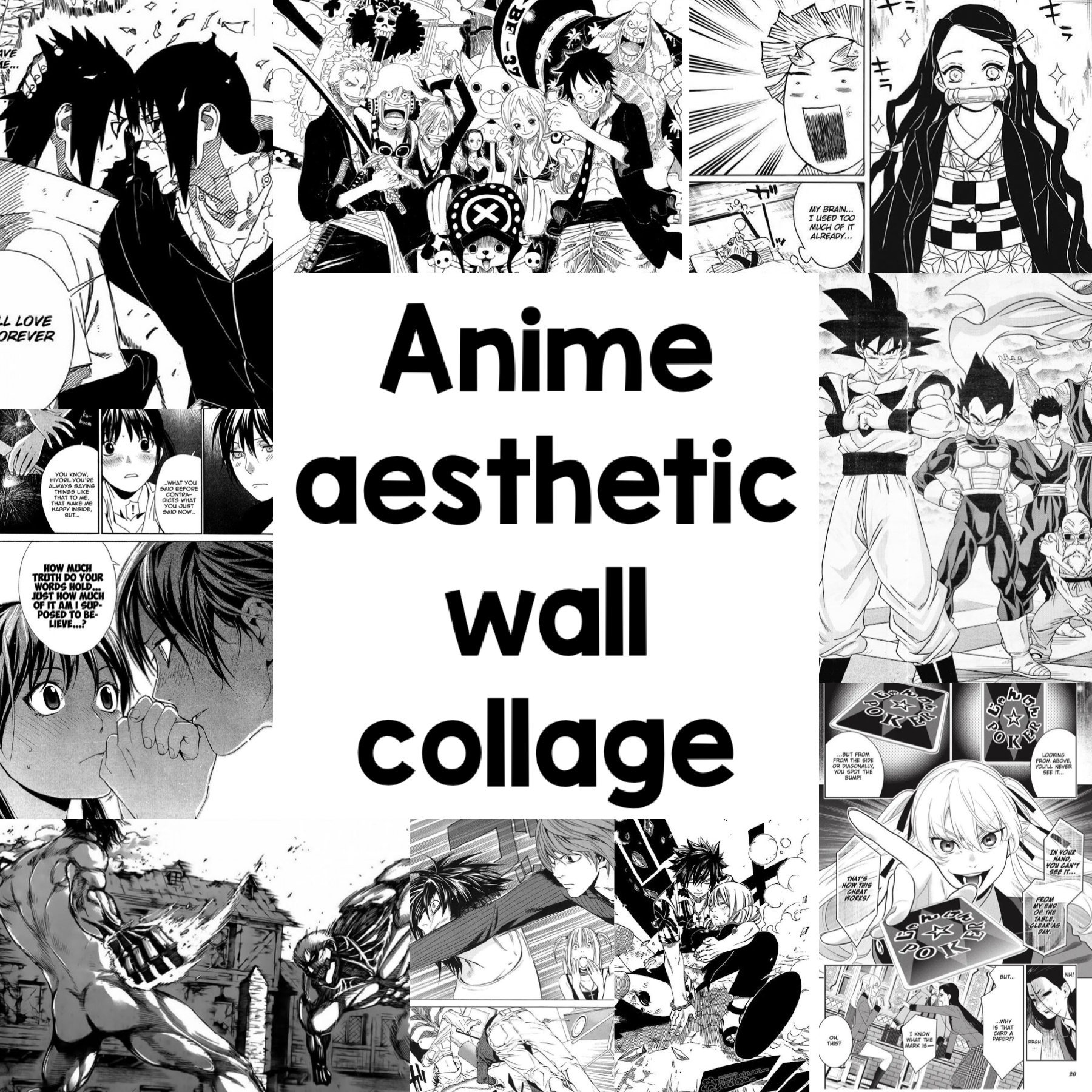 Collage murale anime di 206 pezzi, manga, estetica, parete manga, pannelli manga, arte murale manga anime, decorazione murale