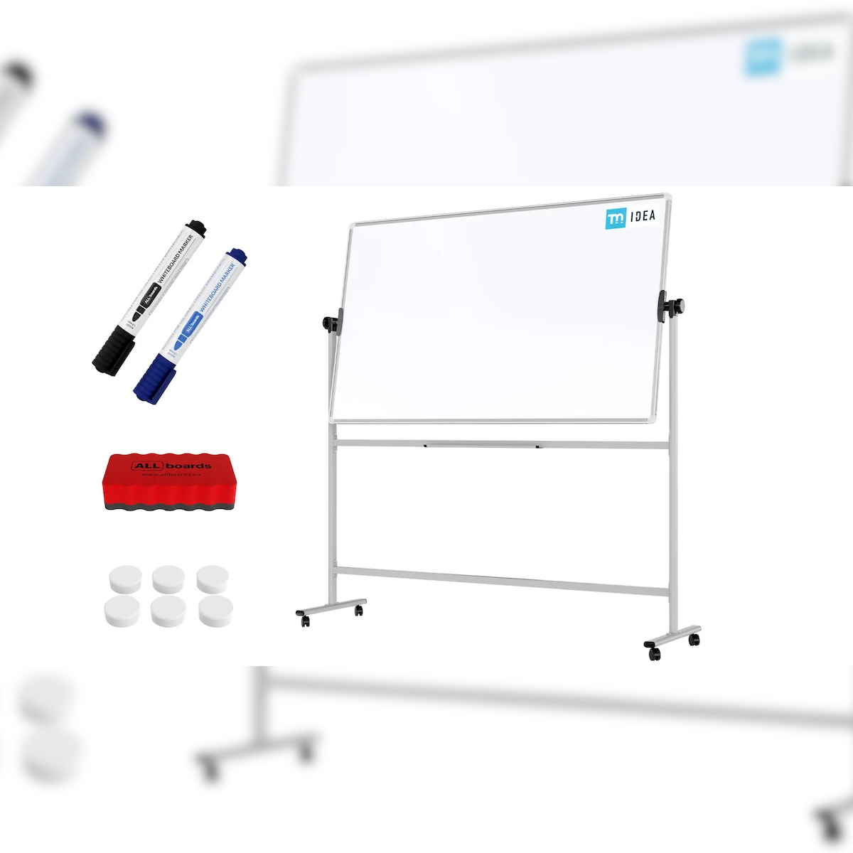 ALLboards Mobiles Board, Serie: TM Idea/Flex – mit doppelseitiger Whiteboard-Oberfläche, drehbar, 170×100 cm Image