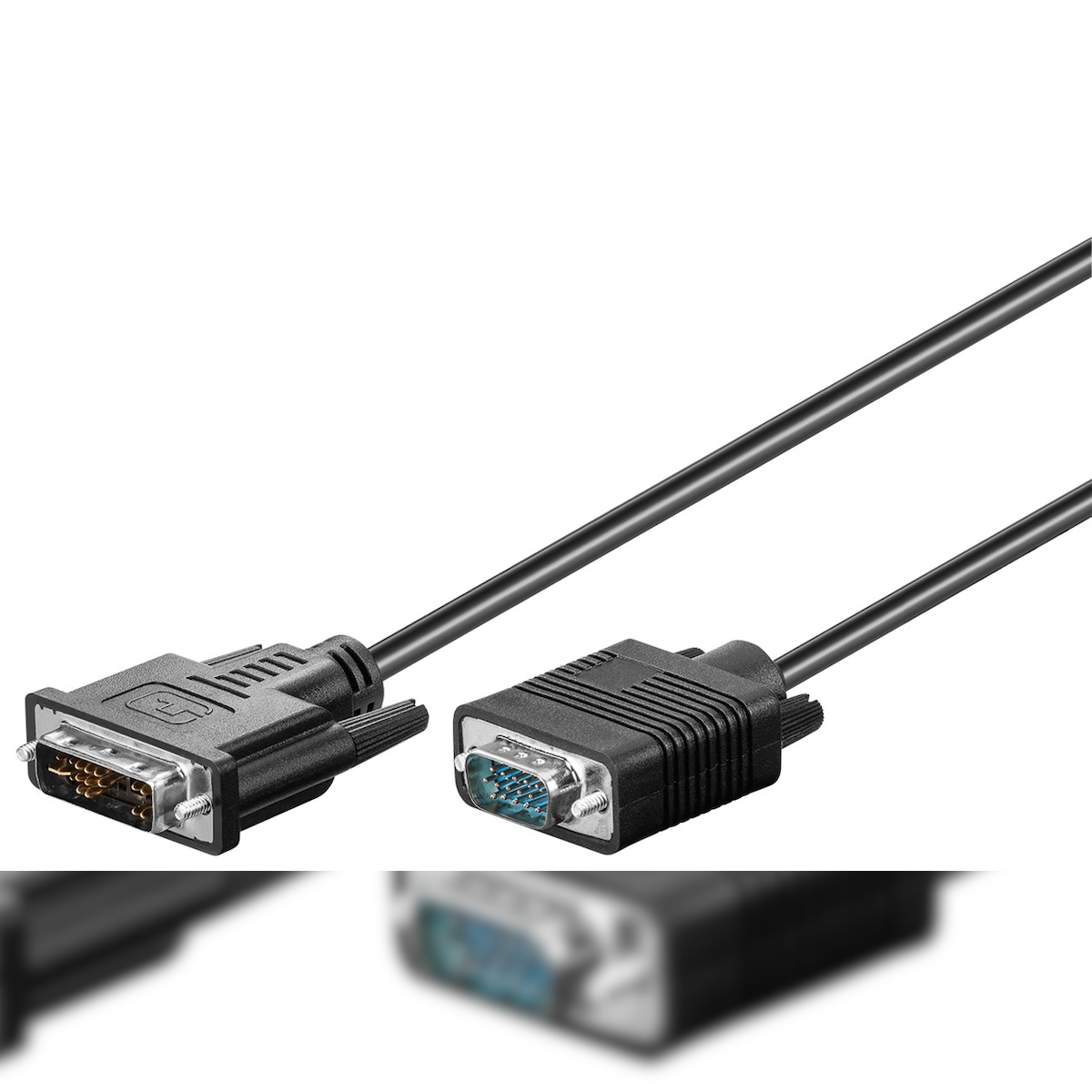 Goobay 50990 DVI-I/VGA Full HD Kabel, vernickelt, 2 m, Schwarz - DVI-A-Stecker (12+5 pin) > VGA-Stecker (15-polig) Image