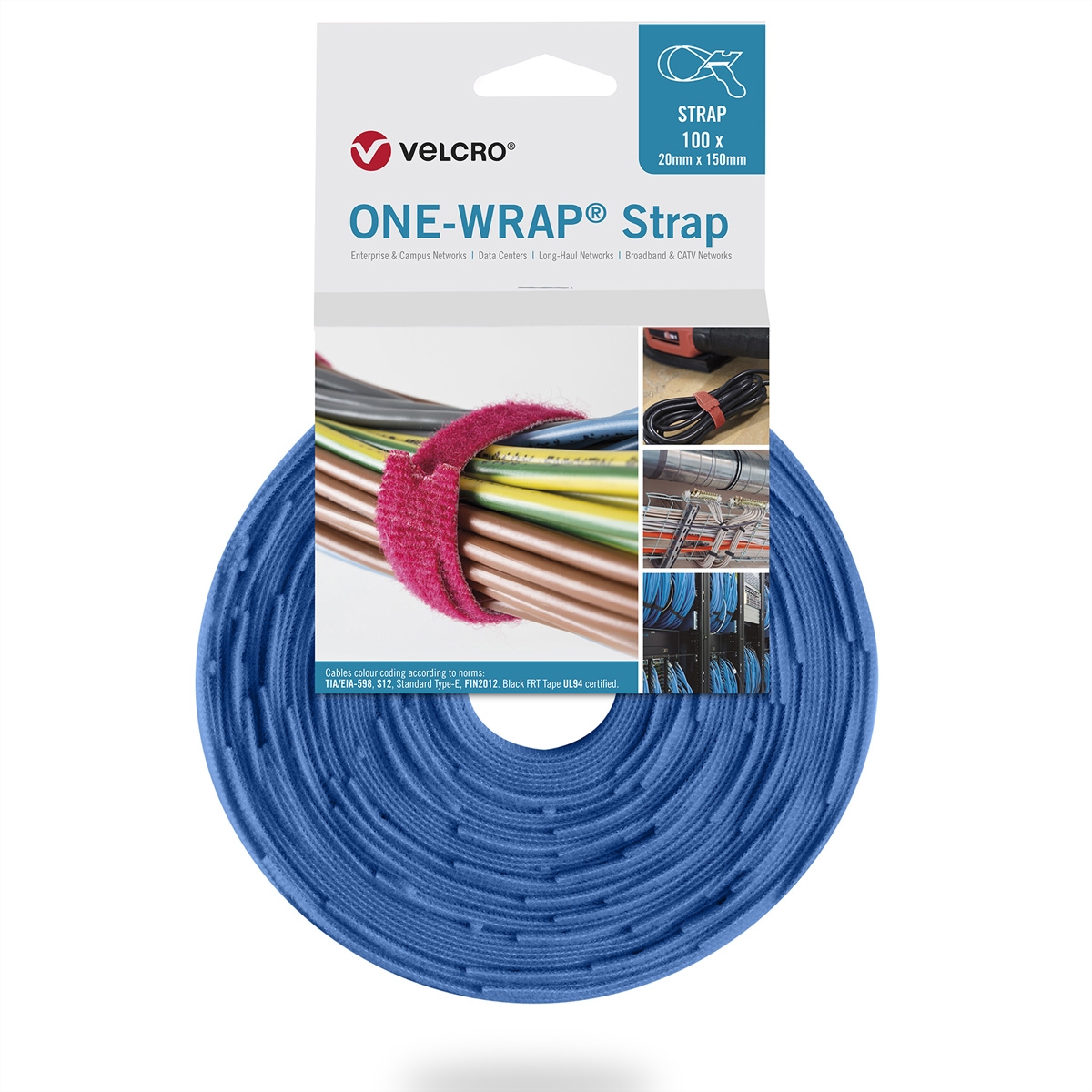 VELCRO® One Wrap® Strap 20mm x 330mm, 100 Stück, blau Image