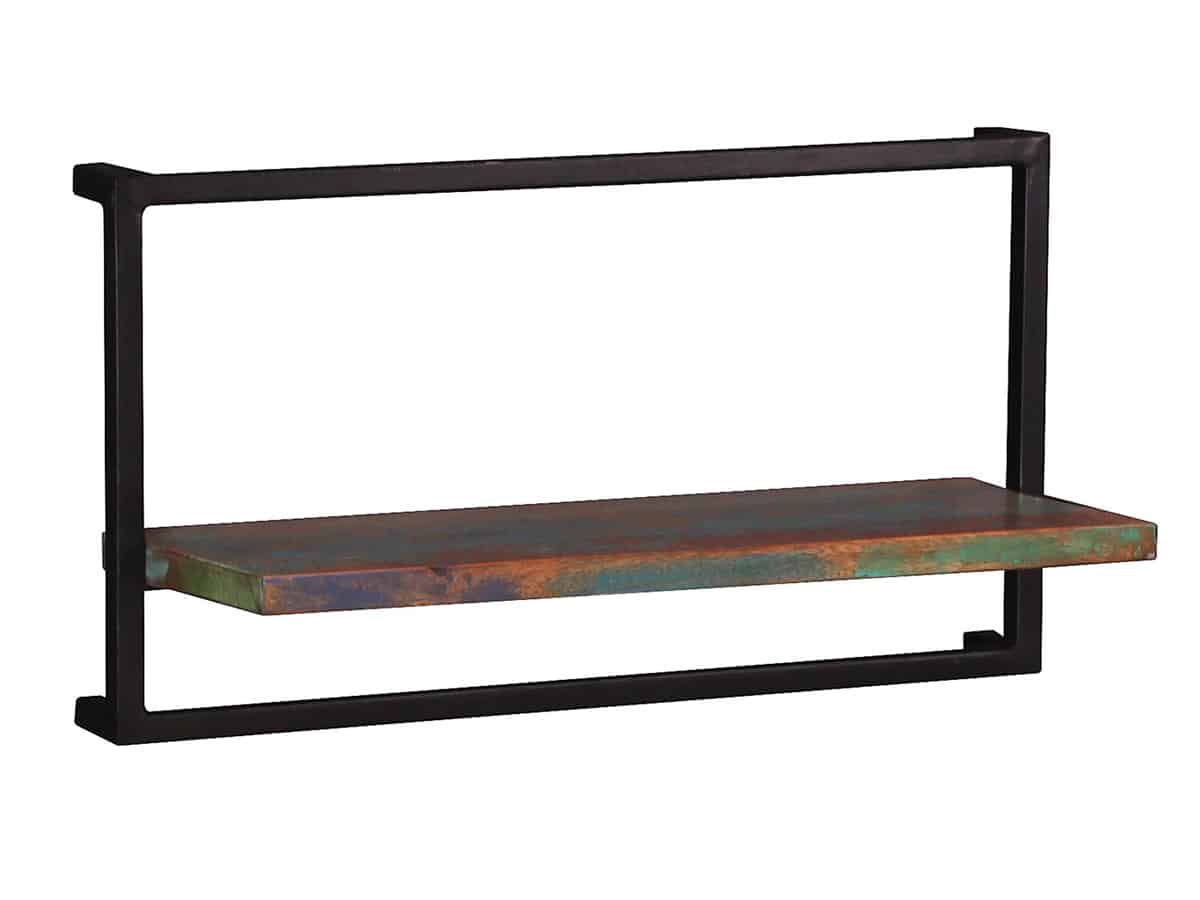 MiaMöbel Wandregal 'Seaside', 65 cm 1 Boden Massivholz, Metall Recycletes Holz Shabby Chic Indien Indisch