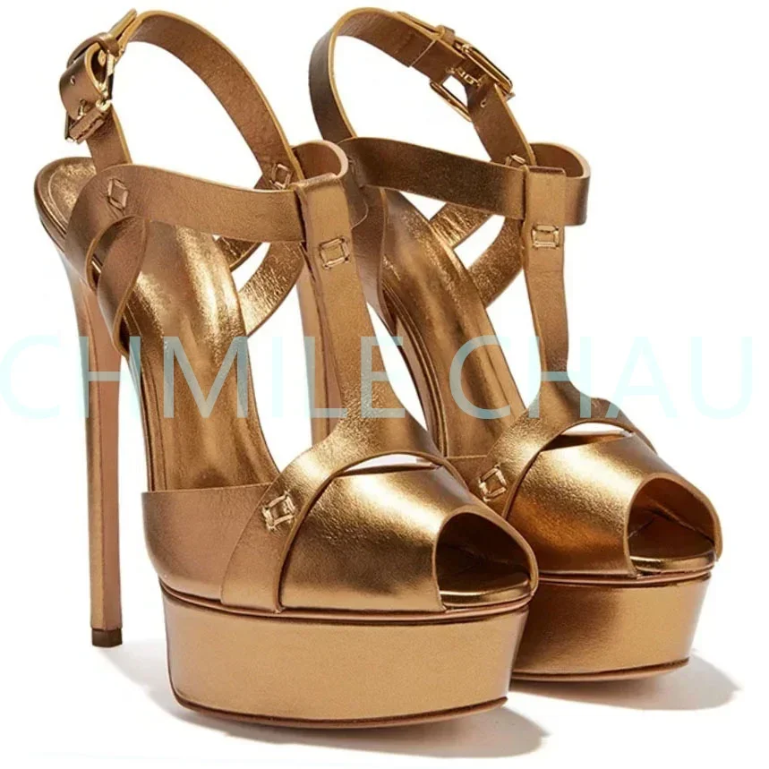 【Misurati la lunghezza dei piedi prima di ordinare】Eleganti sandali da donna di design di lusso con plateau e tacco alto, scarpe sexy con punta aperta 14-CHC-32