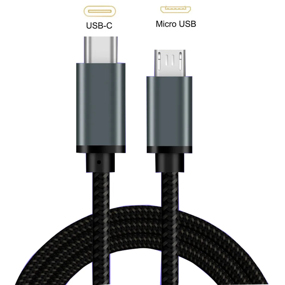 Cavo USB C a Micro USB intrecciato Cavo USB veloce da tipo C a Micro USB OTG Cavo di sincronizzazione di ricarica USB-C a Micro USB per Samsung Xiaomi Huaw