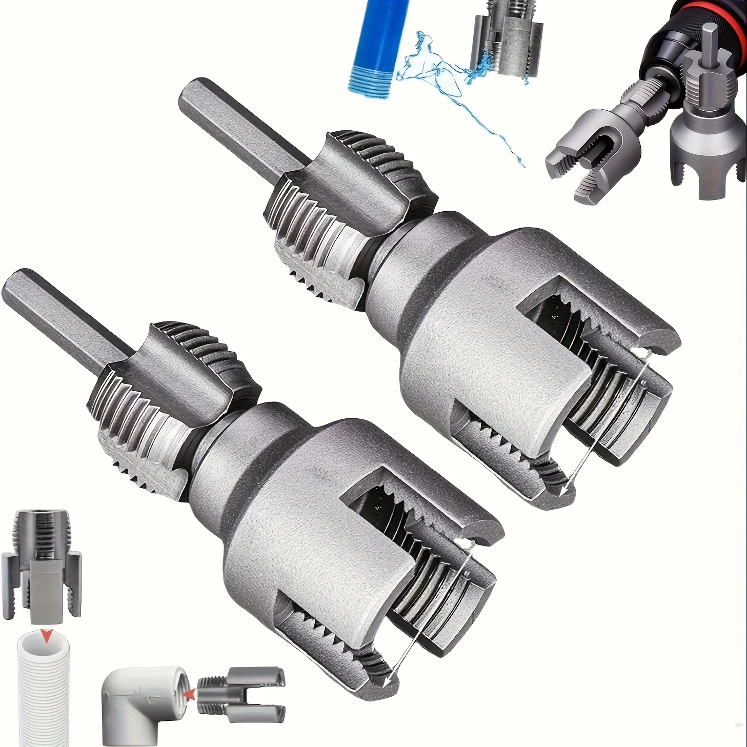 Set di 3 Utensili per Filettatura Interna ed Esterna, Adatti per Tubi in PVC/Plastica da 1/2", 3/4" e 1" | Tagliatubi Robusto e Durevole