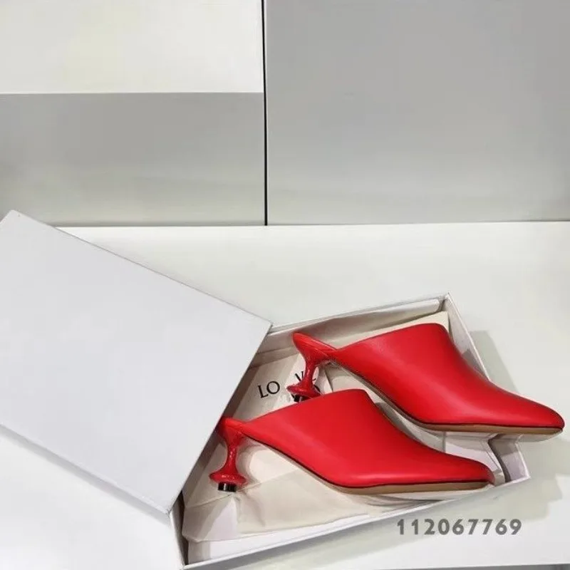 Custom Irregular Low Heels Shoes Women Round Toe Slippers Slip On Dress Sandals Office Ladies Causal Mules