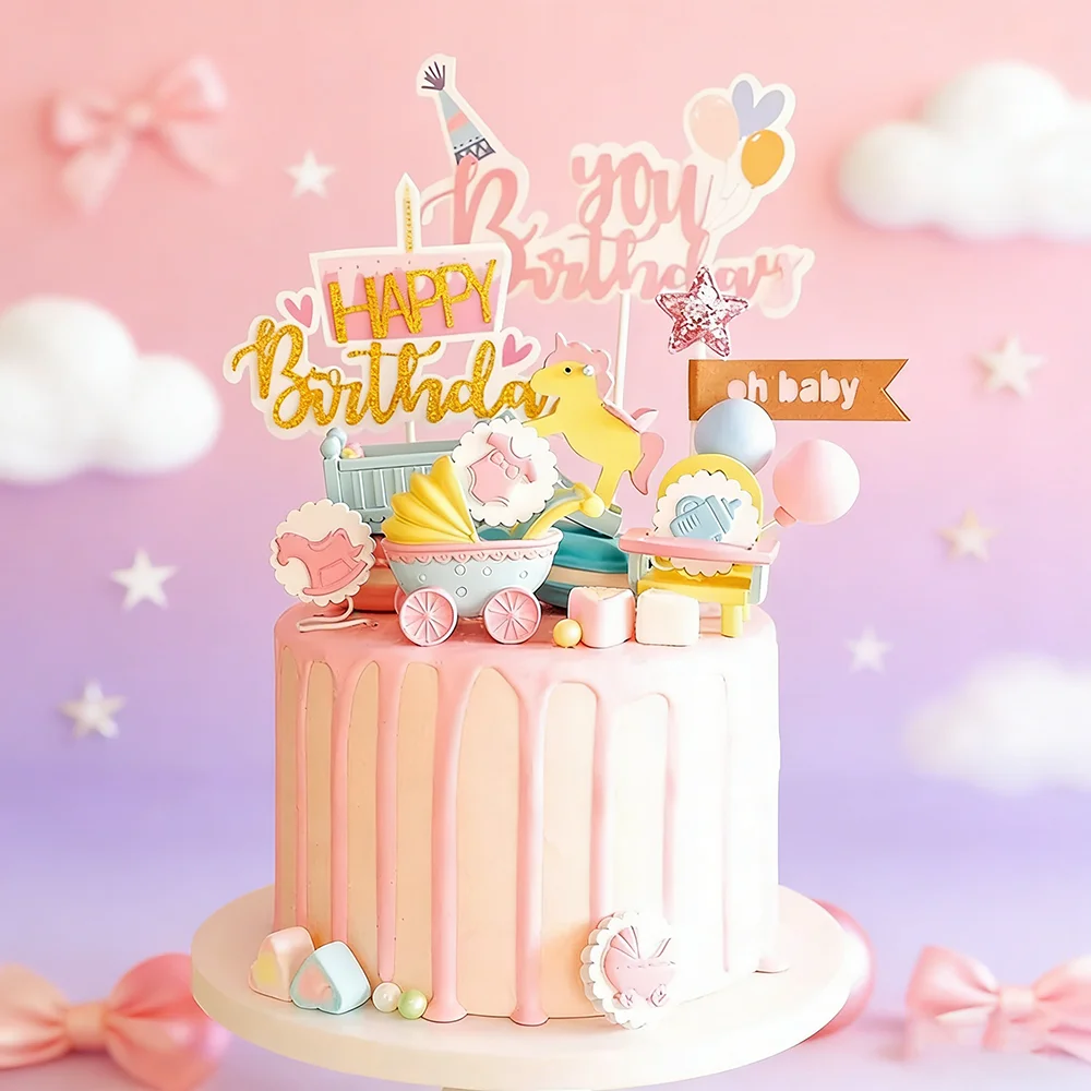 Kuchendekoration für Neugeborene aus Harz und Acryl, Junge oder Mädchen, alles Gute zum 1. Geburtstag, Babyparty, Kuchendeko-Zubehör Image