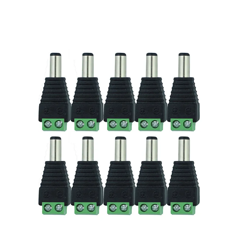 10 Stück 12 V 2,1 x 5,5 mm DC Power Stecker Jack Adapter Stecker für CCTV einfarbiges LED-Licht Image