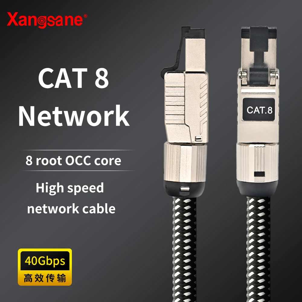 5N OCC Cat 8 Netzwerkkabel Cat8 RJ45 WLAN-Router Ethernet-Kabel 40 Gbit/s 2000 MHz Laptop Internet LAN-Kabel PS4 WLAN-Router Image