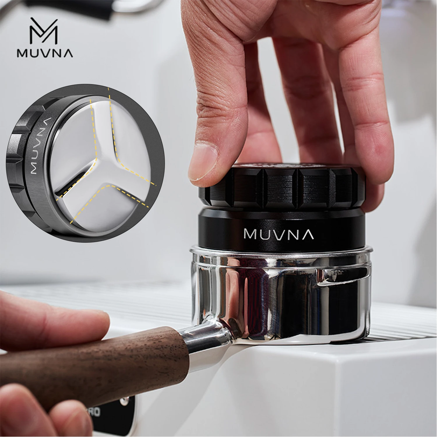 Muvna Espresso-Kaffeeverteiler - Kaffee-Nivellierungswerkzeug Passend für 51/53/58mm Kaffeefilterhalter - Barista Espresso-Zubehör Image