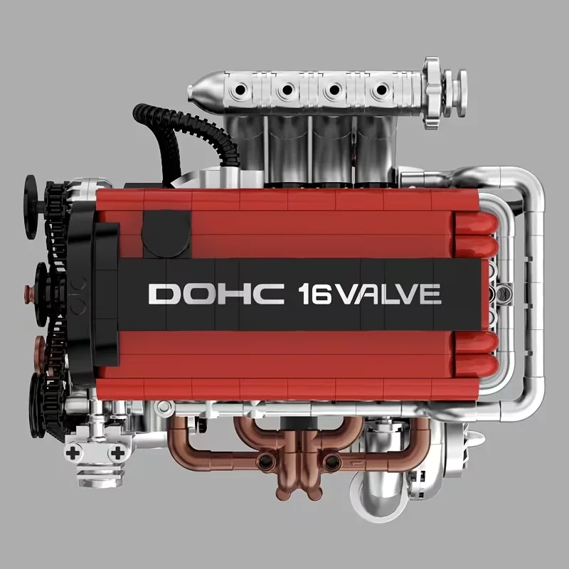 4G63-Motorkomponentenmodell MOC-Auto für Erwachsene, fortgeschrittene Montagetechnik, mechanische Serie, Metallbeschichtungsprozess, kreatives Geschenk Image