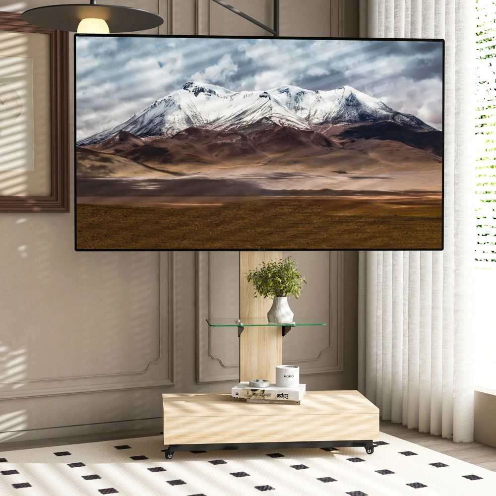 Mobiler Höhenverstellbarer TV-Ständer Universal für 32-75 Zoll Fernseher Moderne Medienkonsole TV-Schrank für Wohnzimmer Schlafzimmer Image