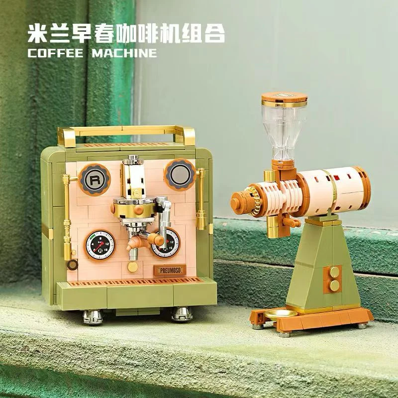 Neue Decool Vintage Kaffeemaschine Bauklötze, Simulierter Kaffeemühlen-Modellbausatz, MOC-Bausteine, Spielzeug für Kinder und Jungen, Geschenk Image