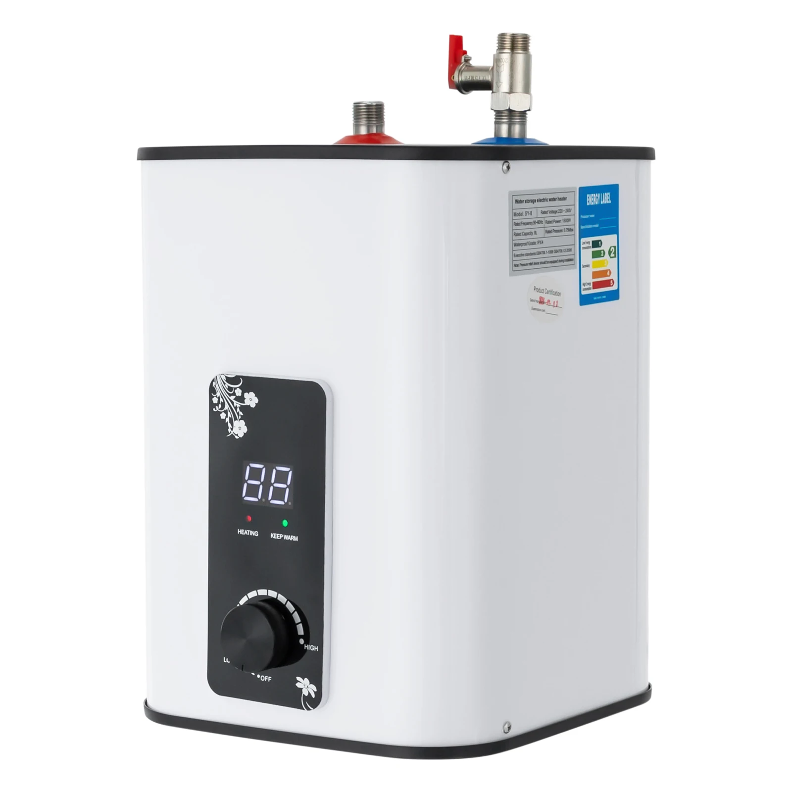 1500W Elektrischer Durchlauferhitzer, Kleiner Wassererhitzer mit Digitaler Temperaturregelung 32-149 ° F für Unterbau-Küchen- und Badezimmermöbel Image