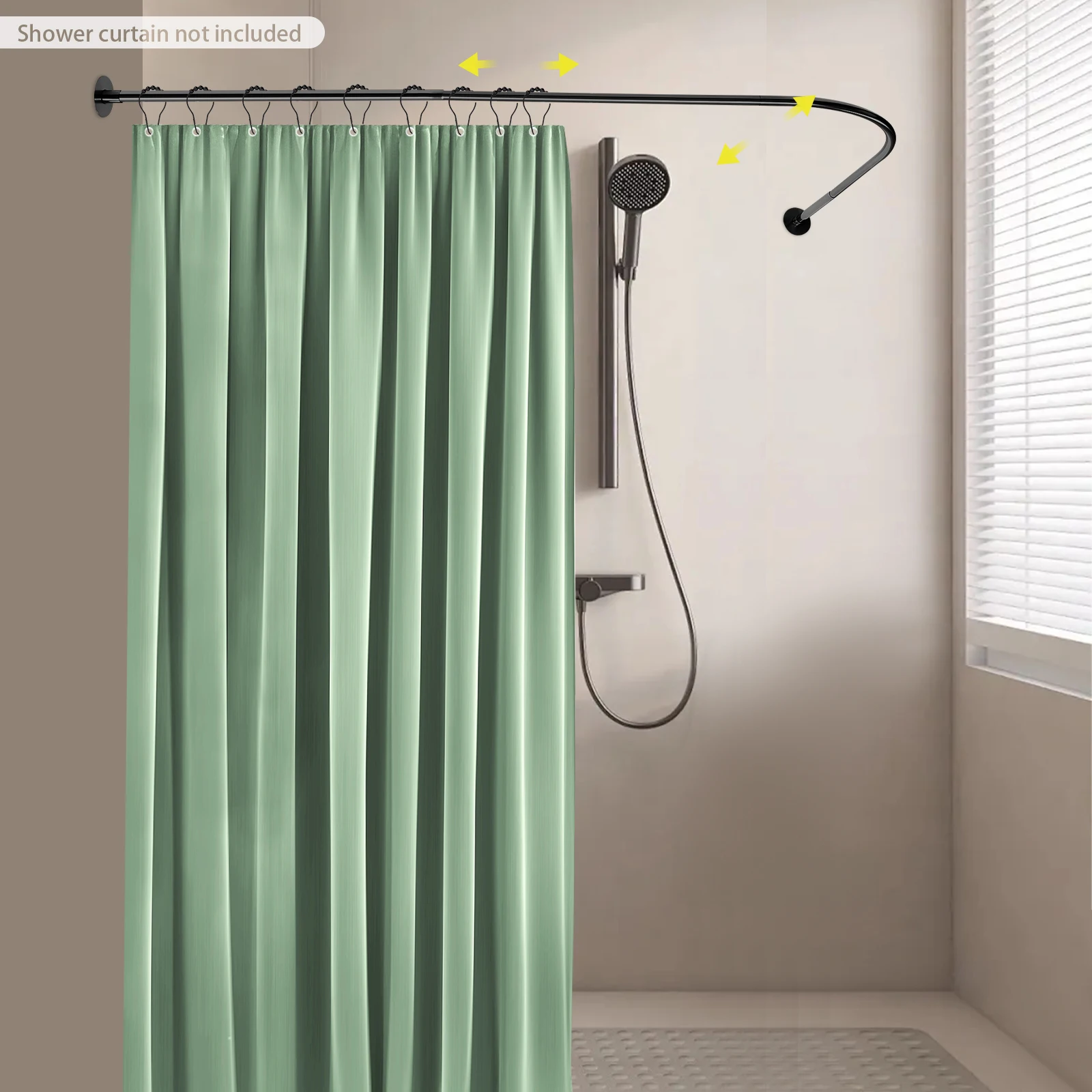 37,4*51,18 Zoll Edelstahl Teleskopstange L-förmige Duschvorhangstange für Badezimmer Badewanne Ankleideraum Schlafzimmer