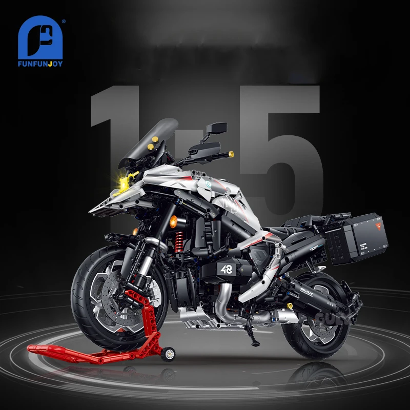MOC 2489-teiliger Motorrad-Bausatz R1300gs, kompatibel mit Lego, Xinghao Modell, ideales Geschenk für Jungen, mit innovativem Design und Lichtfunktion Image