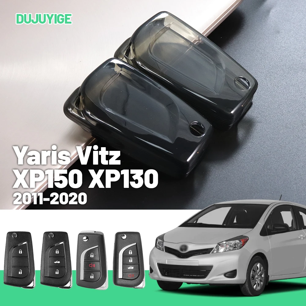 Transparente TPU-Autoschlüsselhülle für Toyota Yaris Vitz XP150 XP130 2011-2020 Schlüsselanhänger-Schutzhülle Autozubehör 2012 2013 2014 Image