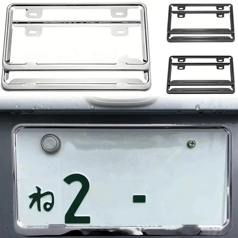 【F】1/2 Stück Nummernschildrahmen aus Edelstahl, Auto-Nummernschildabdeckung, Autozubehör für japanische Standard-Nummernschilder Image
