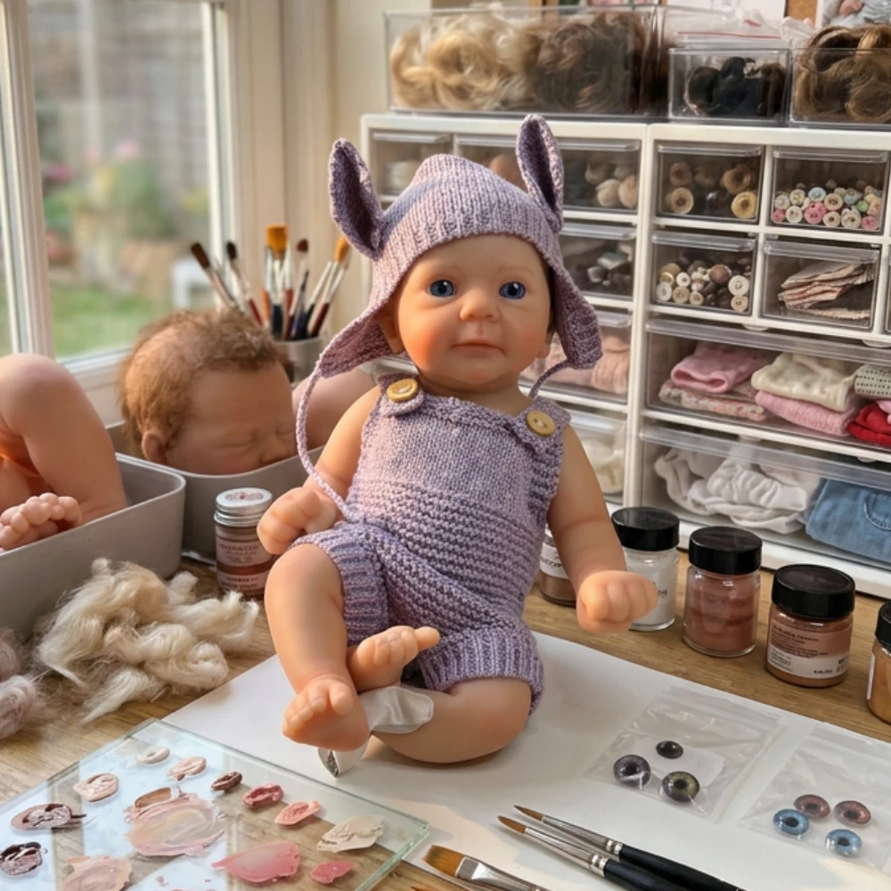 Aizwa1 Silikon Reborn-Babypuppe Mädchen 13 Zoll Handgefertigte Neugeborenen-Puppe Weiche Berührung 3D Bemaltes Baby-Spielzeug